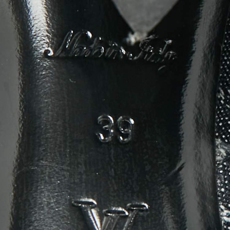 Pre Owned Louis Vuitton Silhouette Size 39 Navy Blue Denim Ankle Length Boots