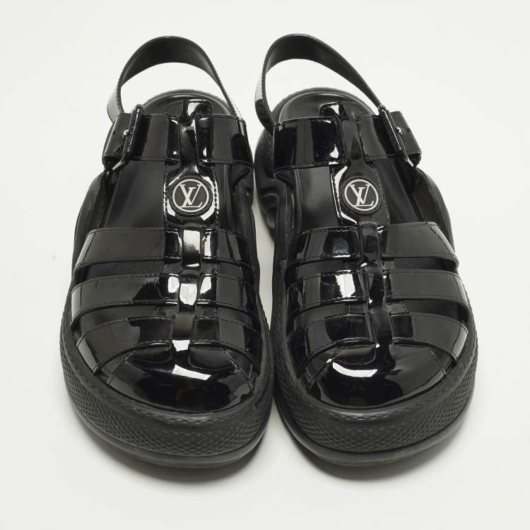 Pre Owned Louis Vuitton Size  39 Black Patent Leather SS Open Toe Casual Sandals 