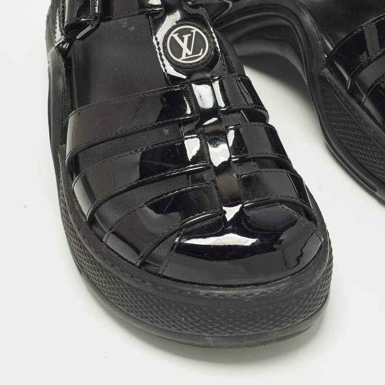 Pre Owned Louis Vuitton Size  39 Black Patent Leather SS Open Toe Casual Sandals 