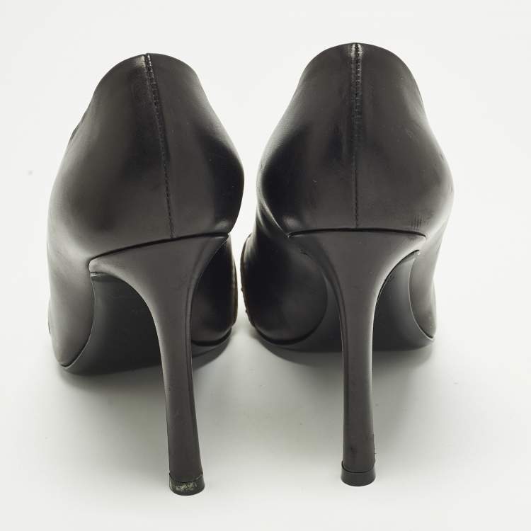 Pre Owned Louis Vuitton Chérie Size 39 Black/Brown Monogram Canvas and Leather Pumps