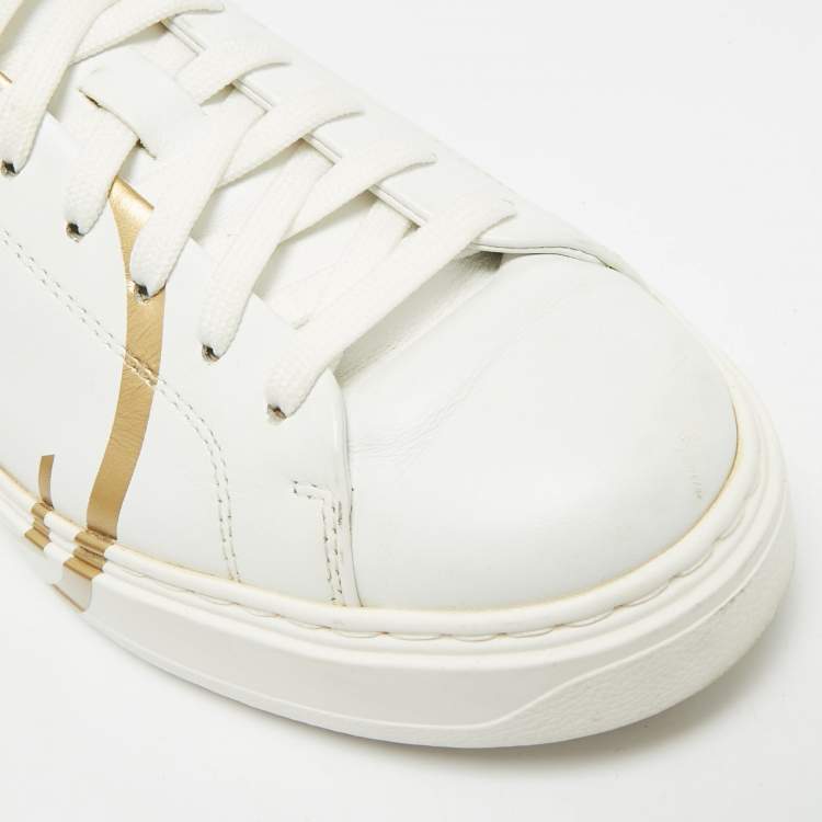 Pre Owned Louis Vuitton Time Out Size 35.5 White Leather Low Top Sneakers