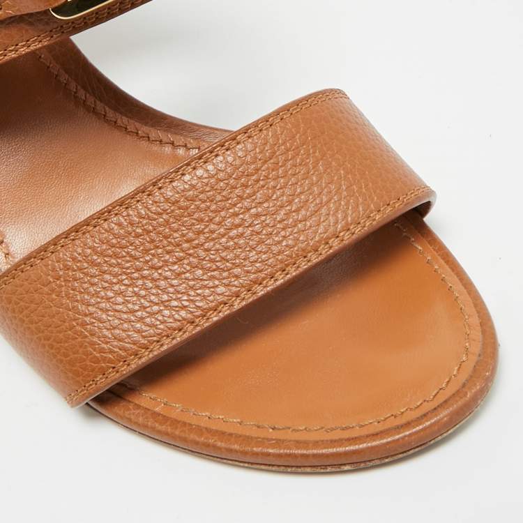 Pre Owned Louis Vuitton Horizon Size 38.5 Brown Leather Slingback Sandals