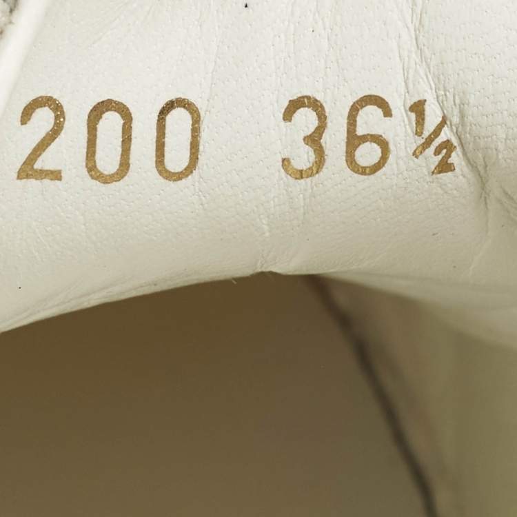 Pre Owned Louis Vuitton Frontrow Size 36.5 White/Blue Leather and Mesh Lace Up Sneakers