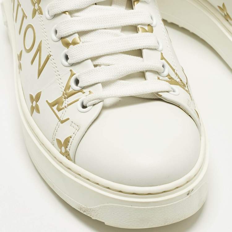 Pre Owned Louis Vuitton Time Out Size 37 White Canvas and Leather Low Top Sneakers