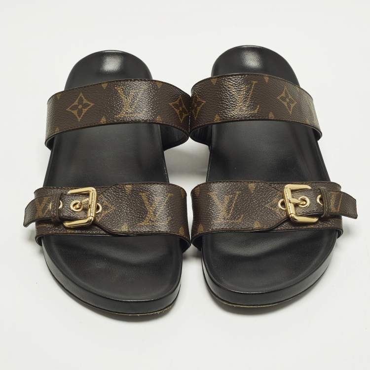 Pre Owned Louis Vuitton Bom Dia Size 41 Monogram Canvas Flat Slide Sandals