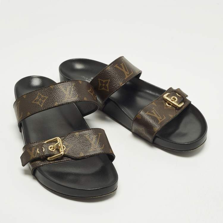 Pre Owned Louis Vuitton Bom Dia Size 41 Monogram Canvas Flat Slide Sandals