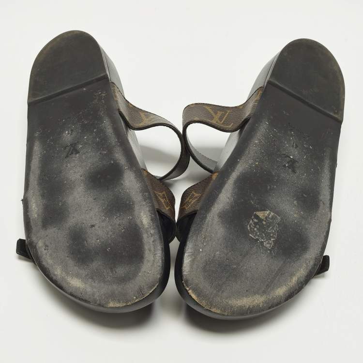 Pre Owned Louis Vuitton Bom Dia Size 41 Monogram Canvas Flat Slide Sandals