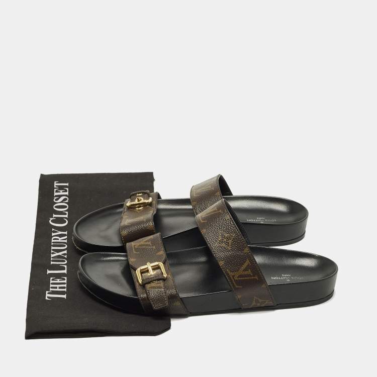 Pre Owned Louis Vuitton Bom Dia Size 41 Monogram Canvas Flat Slide Sandals