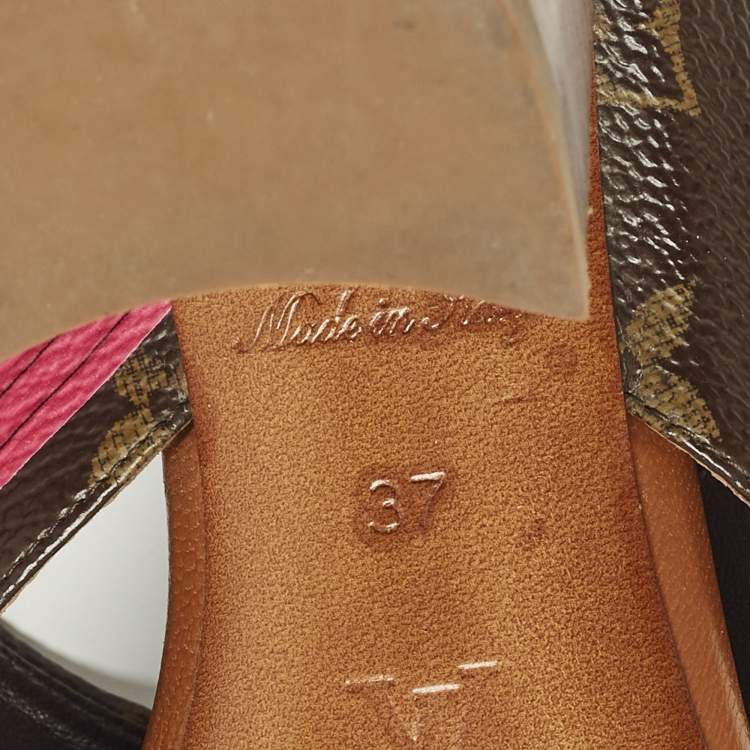 Pre Owned Louis Vuitton Panorama Size 37 Brown Coated Canvas Slide Sandals