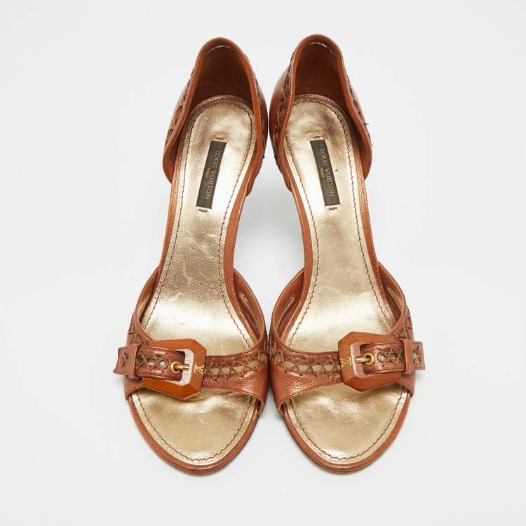 مملوكة مسبقًا Louis Vuitton Lalibela Size 37.5 Brown Leather Slide Sandals