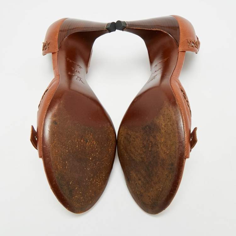 مملوكة مسبقًا Louis Vuitton Lalibela Size 37.5 Brown Leather Slide Sandals