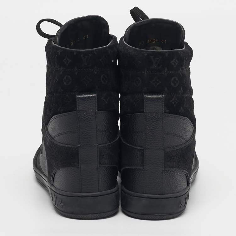 Pre Owned Louis Vuitton Millenium Size 41 Black Leather and Suede High Top Sneakers