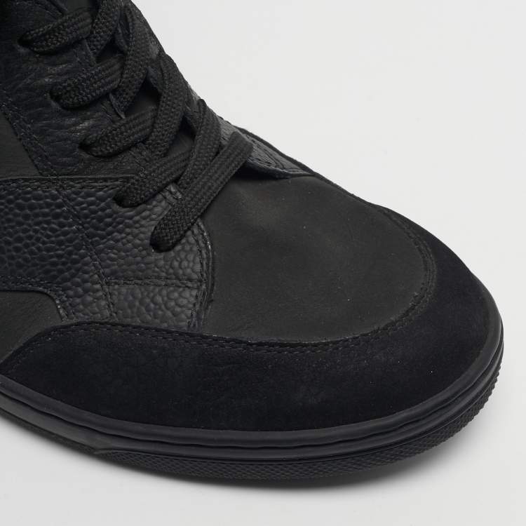 Pre Owned Louis Vuitton Millenium Size 41 Black Leather and Suede High Top Sneakers