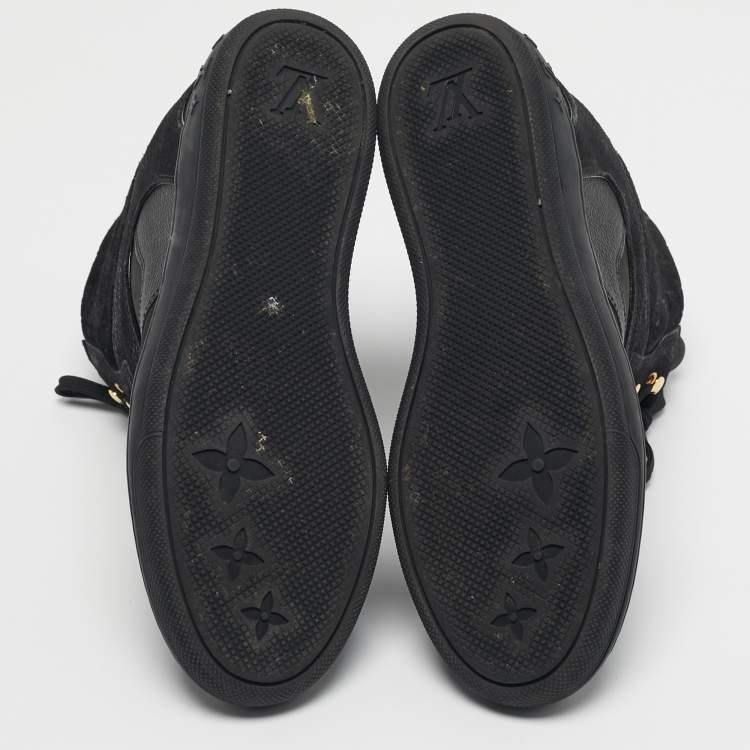 Pre Owned Louis Vuitton Millenium Size 41 Black Leather and Suede High Top Sneakers