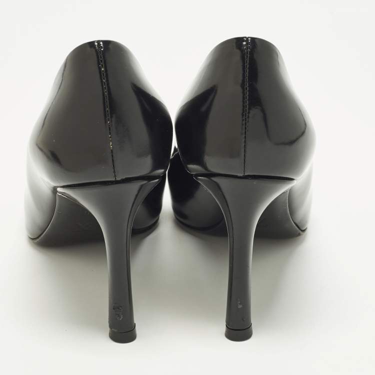 Pre Owned Louis Vuitton Heart Breaker Size 37 Black Leather Pointed Toe Pumps
