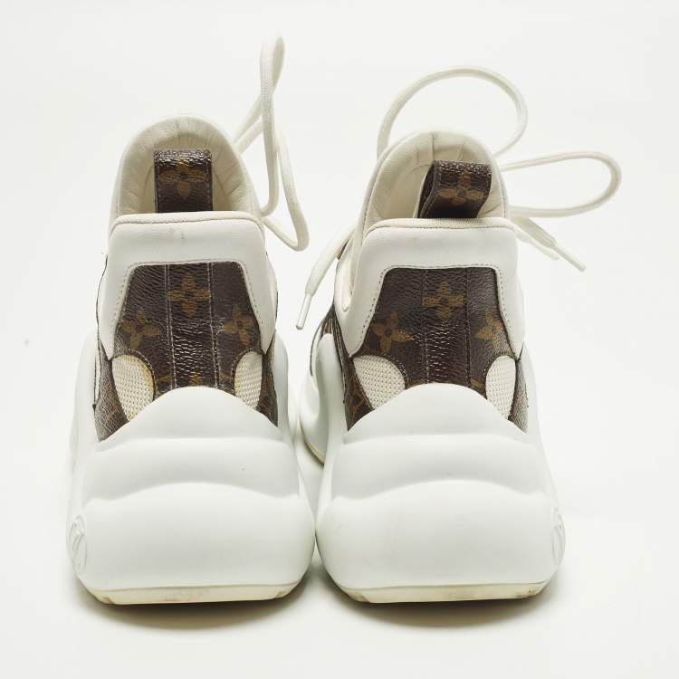 Pre Owned Louis Vuitton Archlight Size 36.5 White Monogram Canvas and Mesh Sneakers