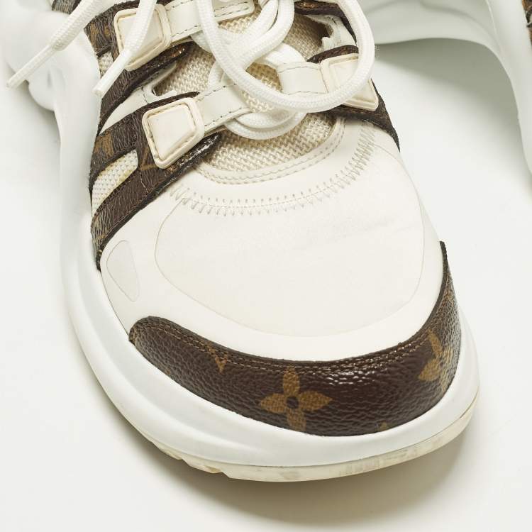 Pre Owned Louis Vuitton Archlight Size 36.5 White Monogram Canvas and Mesh Sneakers