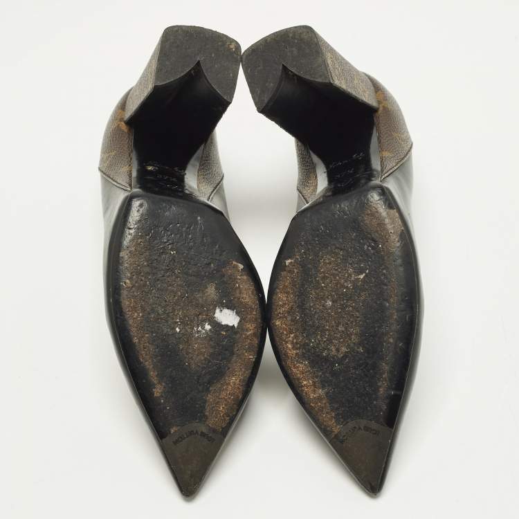 Pre Owned Louis Vuitton Chérie Size 37.5 Brown/Black Canvas and Leather Pumps