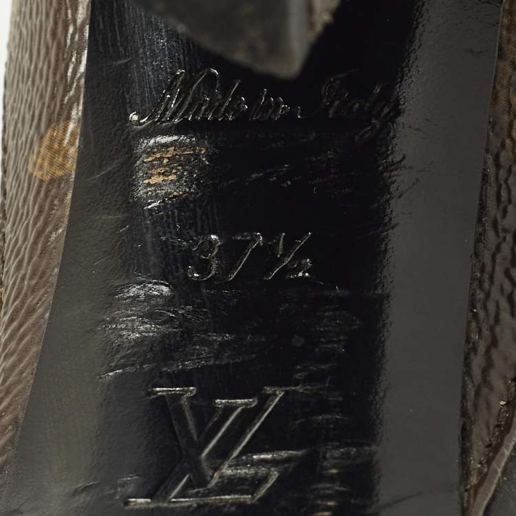 Pre Owned Louis Vuitton Chérie Size 37.5 Brown/Black Canvas and Leather Pumps