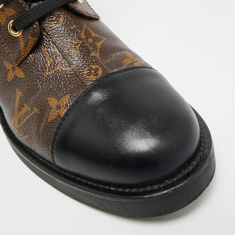 Pre Owned Louis Vuitton Wonderland Ranger Size 39.5 Brown/Black Monogram Canvas and Leather Combat Boots
