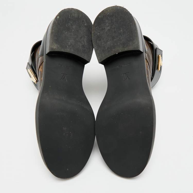 Pre Owned Louis Vuitton Wonderland Ranger Size 39.5 Brown/Black Monogram Canvas and Leather Combat Boots