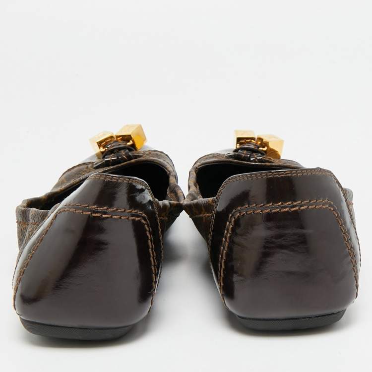 Pre Owned Louis Vuitton Dice Size 39 Brown Monogram Coated Canvas and Leather Ballet Flats