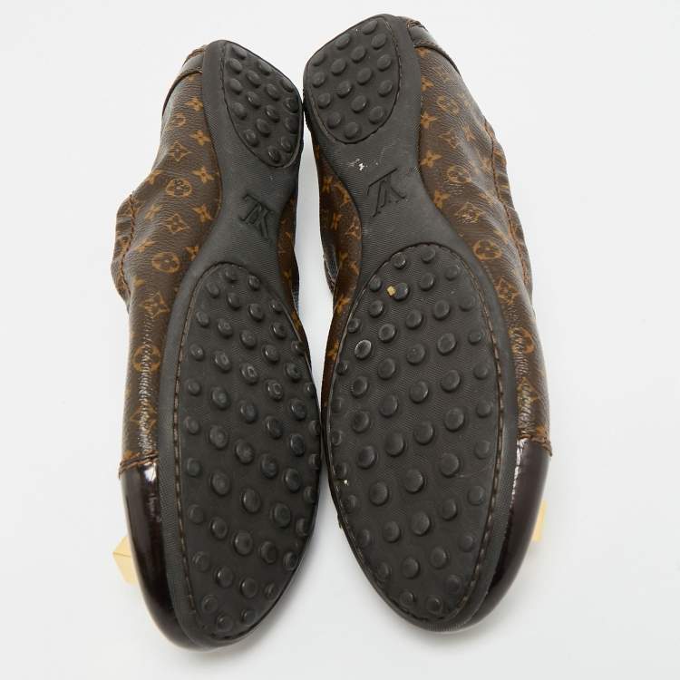Pre Owned Louis Vuitton Dice Size 39 Brown Monogram Coated Canvas and Leather Ballet Flats