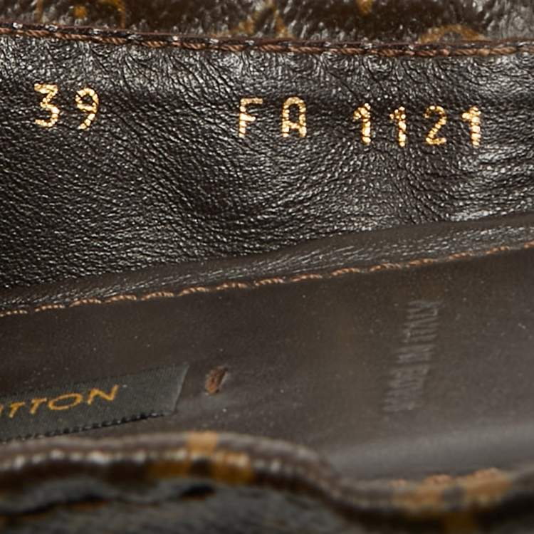 Pre Owned Louis Vuitton Dice Size 39 Brown Monogram Coated Canvas and Leather Ballet Flats