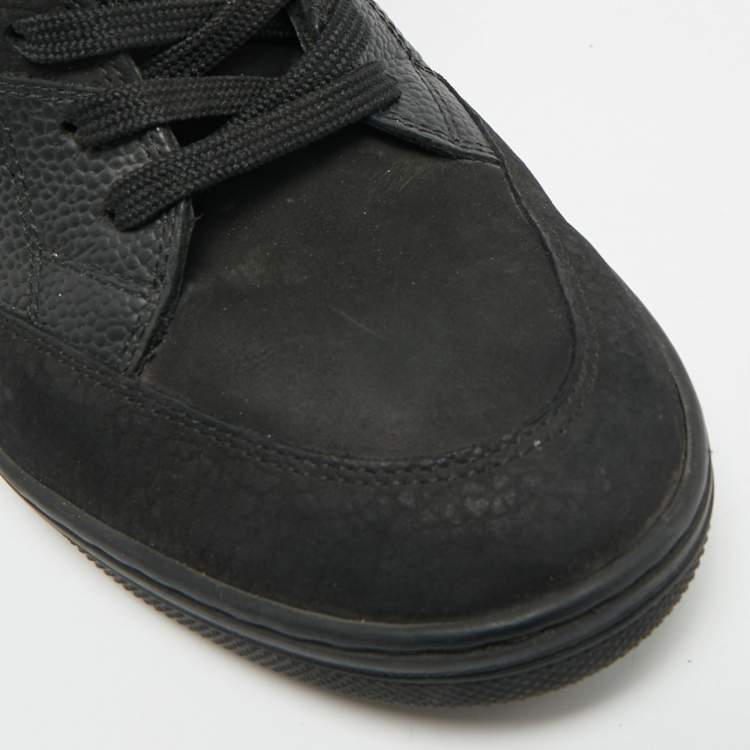 Pre Owned Louis Vuitton Cliff Size 40.5 Black Nubuck Leather and Suede Wedge Sneakers