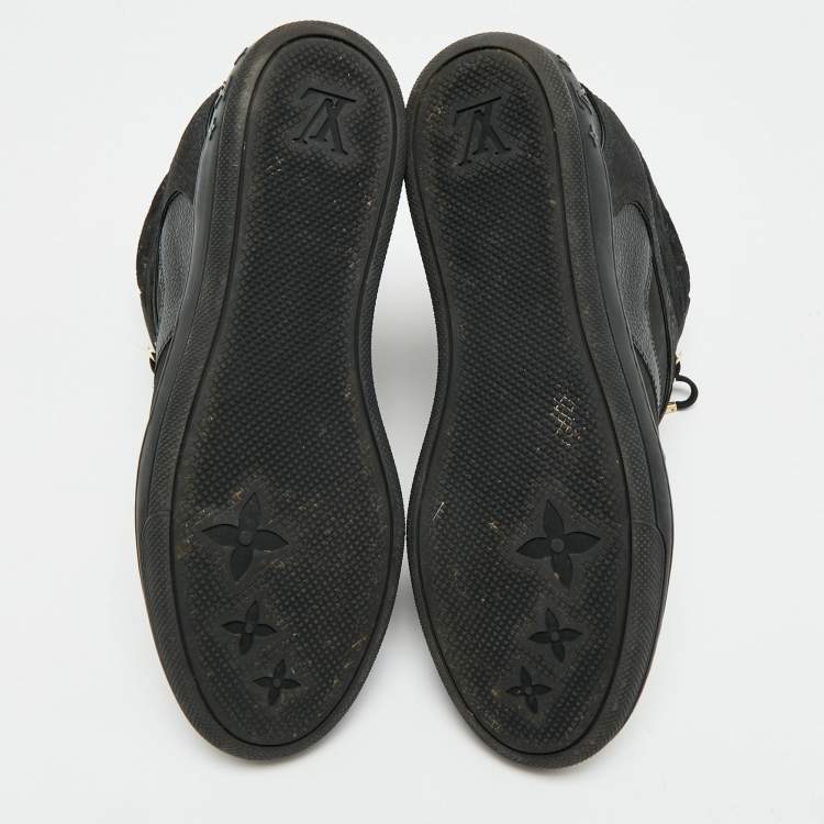 Pre Owned Louis Vuitton Cliff Size 40.5 Black Nubuck Leather and Suede Wedge Sneakers