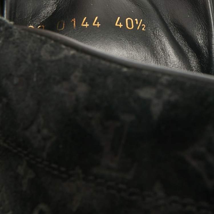 Pre Owned Louis Vuitton Cliff Size 40.5 Black Nubuck Leather and Suede Wedge Sneakers