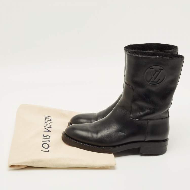 Pre Owned Louis Vuitton Overdrive Size 38.5 Black Leather Ankle Length Boots
