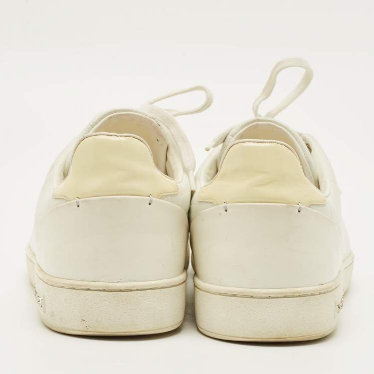 Pre Owned Louis Vuitton Frontrow Size 40 White Croc Embossed Leather Lace Up Sneakers