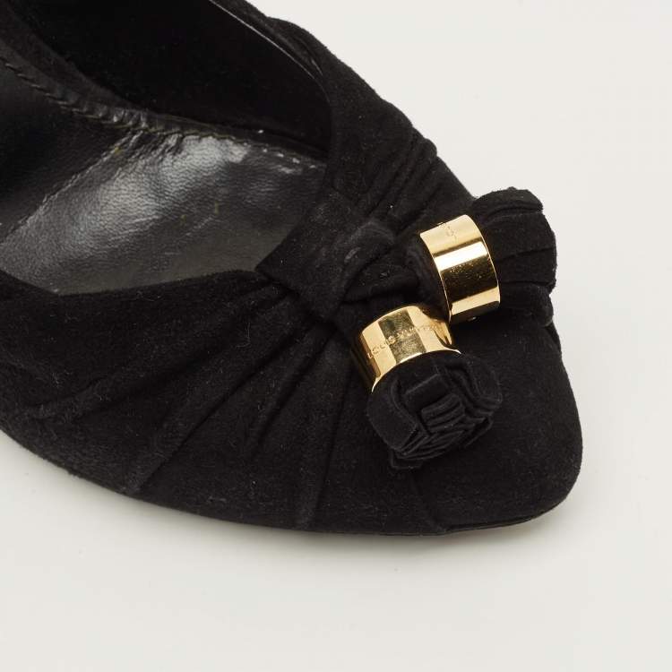 Pre Owned Louis Vuitton Size 41 Black Suede Knot Confident Tassel Platform Pumps