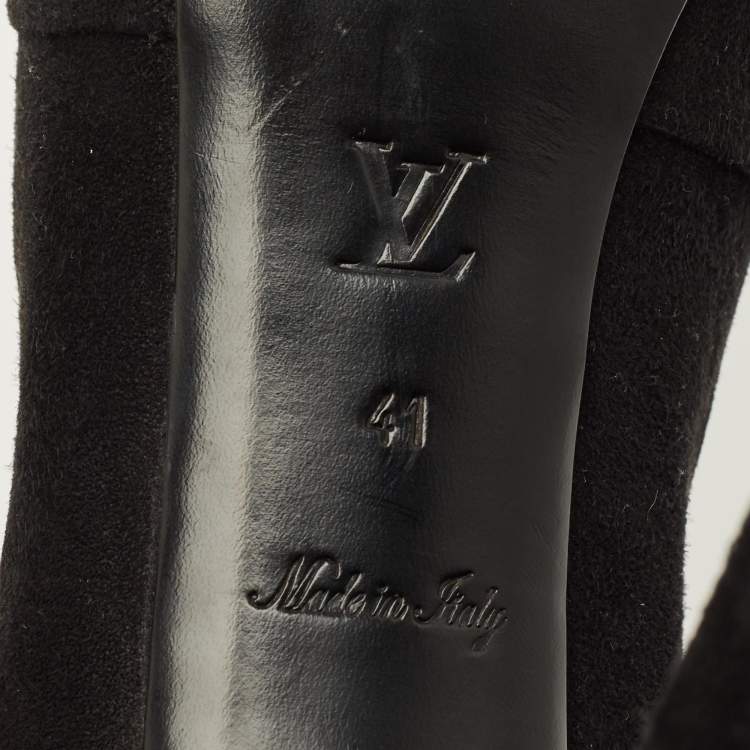 Pre Owned Louis Vuitton Size 41 Black Suede Knot Confident Tassel Platform Pumps