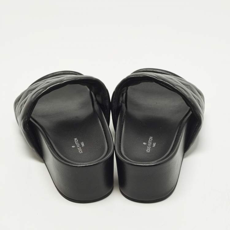 مملوكة مسبقًا Louis Vuitton Size 37 Black Monogram Leather Jumbo Platform Sandals