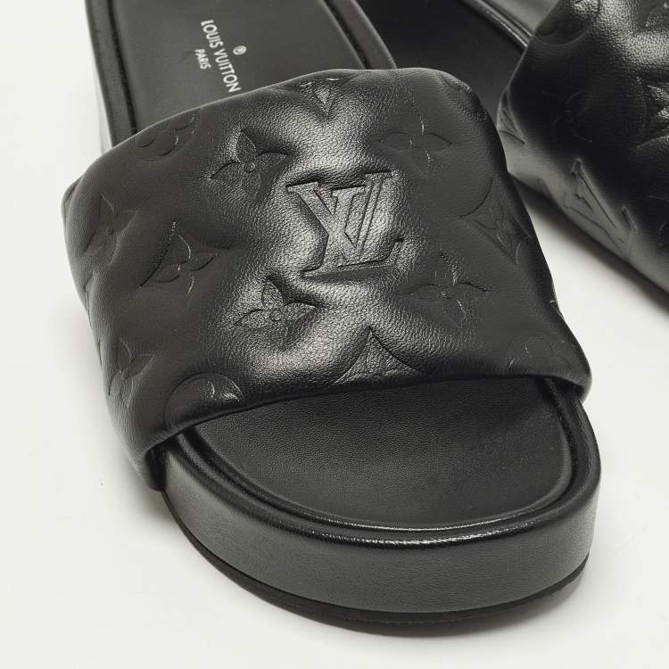 مملوكة مسبقًا Louis Vuitton Size 37 Black Monogram Leather Jumbo Platform Sandals