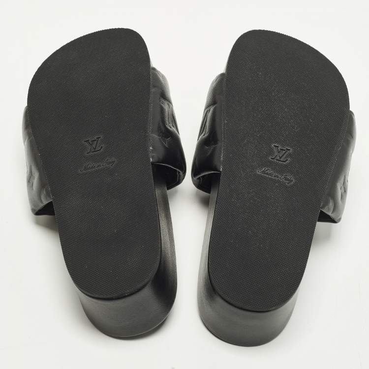 مملوكة مسبقًا Louis Vuitton Size 37 Black Monogram Leather Jumbo Platform Sandals