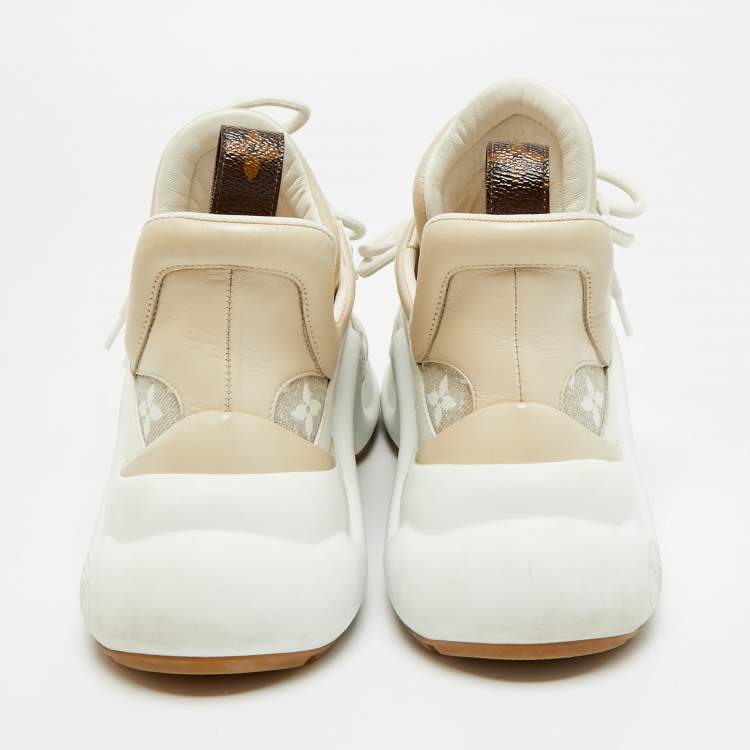 Pre Owned Louis Vuitton Archlight Size 37 White/Beige Monogram Canvas and Leather Low Top Sneakers