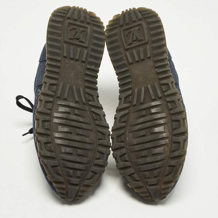 Pre Owned Louis Vuitton Run Away Size 38 Blue Denim and Leather Low Top Sneakers