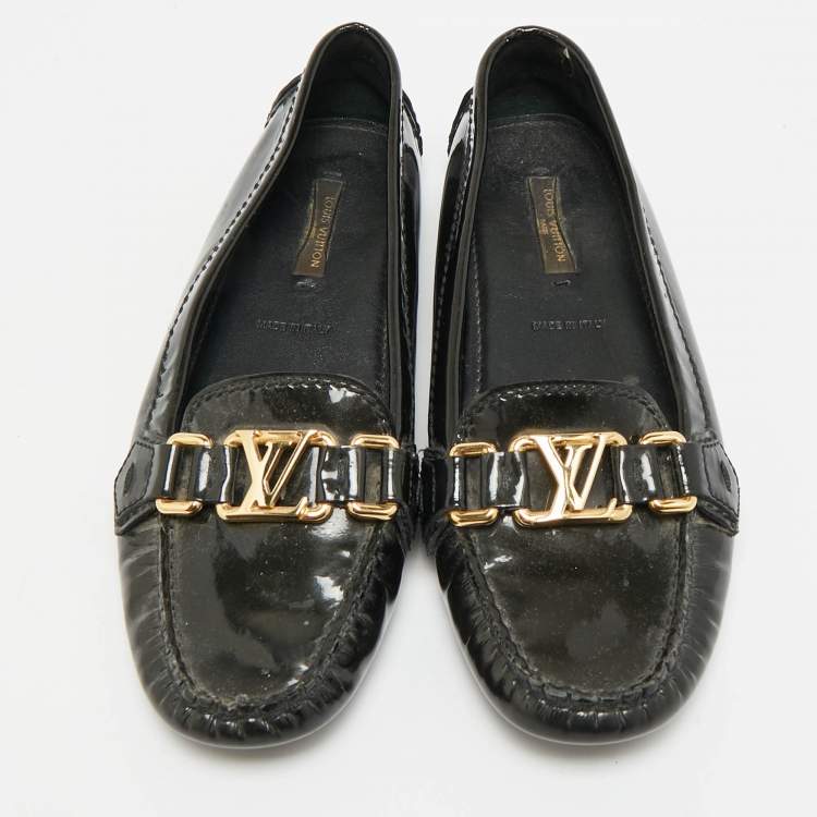 Pre Owned Louis Vuitton Oxford Size 36 Black Patent Leather Loafers
