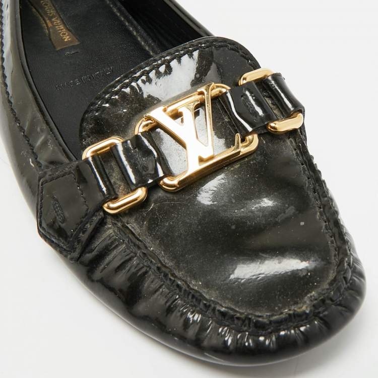 Pre Owned Louis Vuitton Oxford Size 36 Black Patent Leather Loafers