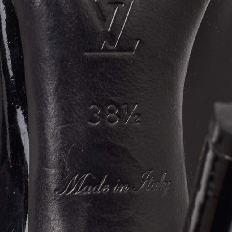 Pre Owned Louis Vuitton Bernice Size 38.5 Black Patent Leather Studded Pointed Toe Pumps 