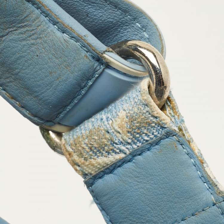 Pre Owned Louis Vuitton Paseo Size 40.5 Blue Denim Flat Slingback Sandals