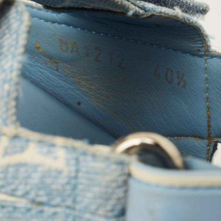 Pre Owned Louis Vuitton Paseo Size 40.5 Blue Denim Flat Slingback Sandals