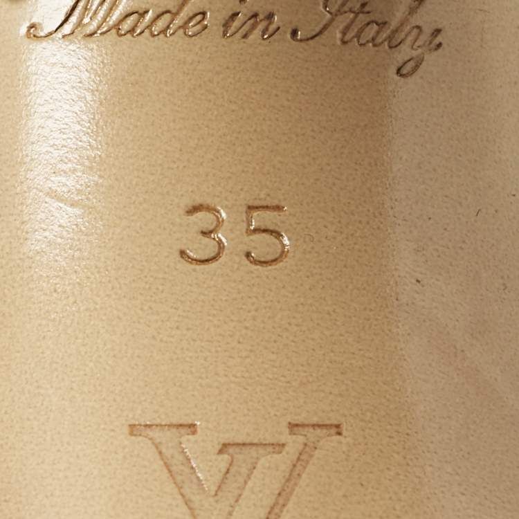 Pre Owned Louis Vuitton Matchmake Size 35 White/Brown Monogram Canvas and Leather Ankle Strap Sandals