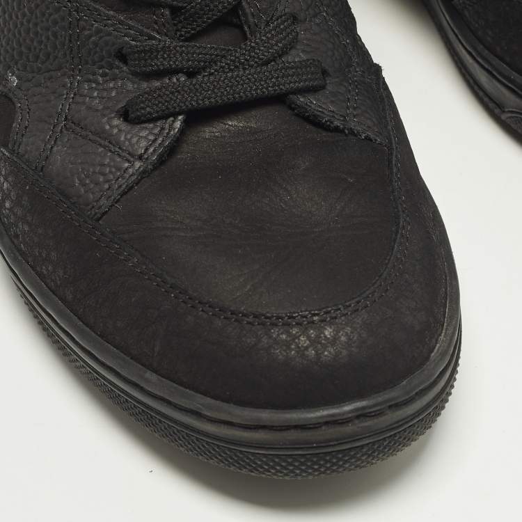 Pre Owned Louis Vuitton Cliff Size 38.5 Black Monogram Suede and Leather High Top Sneakers