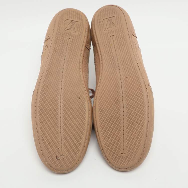 Pre Owned Louis Vuitton Size 40 Beige Nubuck Leather Brogue Low Top Sneakers