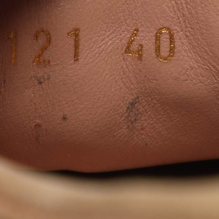 Pre Owned Louis Vuitton Size 40 Beige Nubuck Leather Brogue Low Top Sneakers