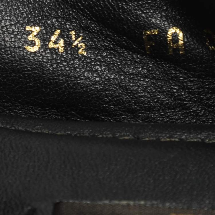 مملوكة مسبقًا Louis Vuitton Bow Size 34.5 Black Leather Scrunch Ballet Flats